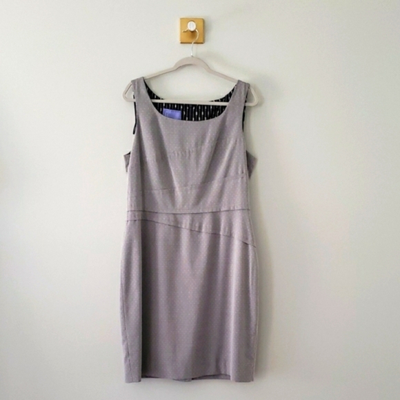 Kay Unger Sheath Midi Dress 16 Gray Dotted Sleeveless Office Work Career Church - Picture 1 of 16